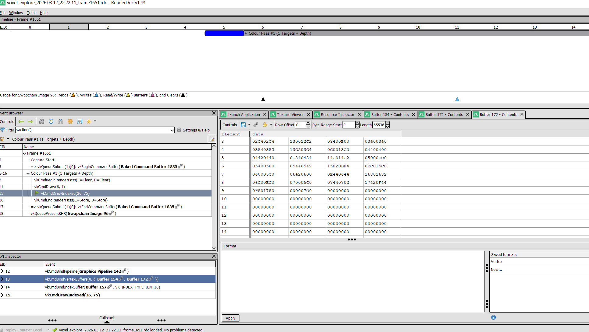 Renderdoc screenshot of instance buffer state